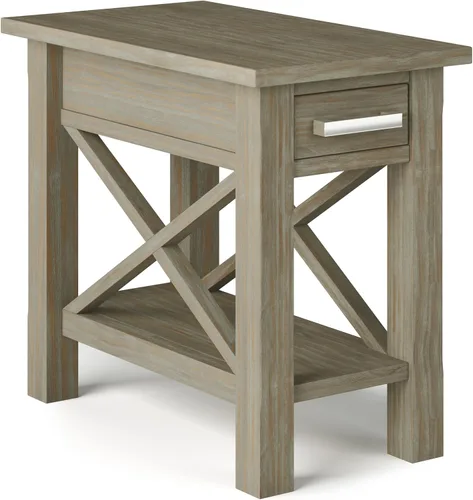 Vista 18 de SIMPLIHOME Kitchener - Mesa auxiliar cuadrada de madera maciza de 21 pulgadas de ancho, color marrón Contemporary accent table with X-design, a