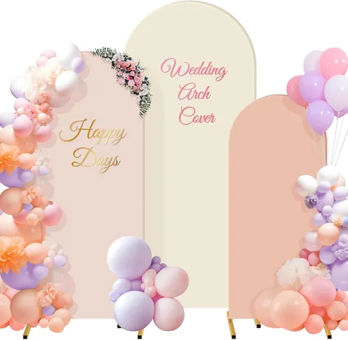Vista 8 de Buryeah Juego de 3 fundas elásticas para arco de boda de 6 pies, 5 pies, 4 pies, de elastano, ajustadas, de 2 caras, elásticas para decoración