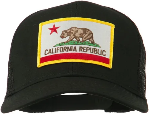 Vista 11 de e4Hats.com Gorra de malla de sarga parcheada con bandera del estado de California