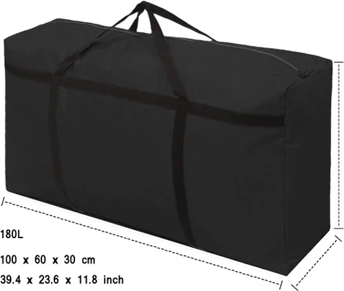 Vista 2 de LassZone 180 bolsas de almacenamiento grandes para mudanzas, bolsas de viaje impermeables con asas de cremallera, organizador de tela Oxford gruesa
