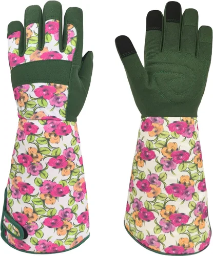Vista 22 de Guantes Largos de Jardinería, Resistentes a Espinas y Pinchazos, Guantes Protectores para Rosas y Cactus para Jardinero, Regalos