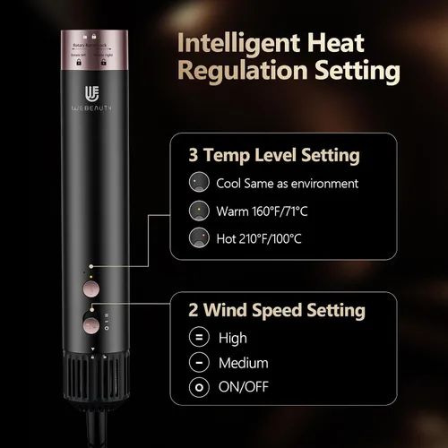 Vista 5 de Estilizador de aire caliente, cepillo secador de pelo con iones negativos, rizadores de cabello con enrollado automático y flujo de aire, moldeador