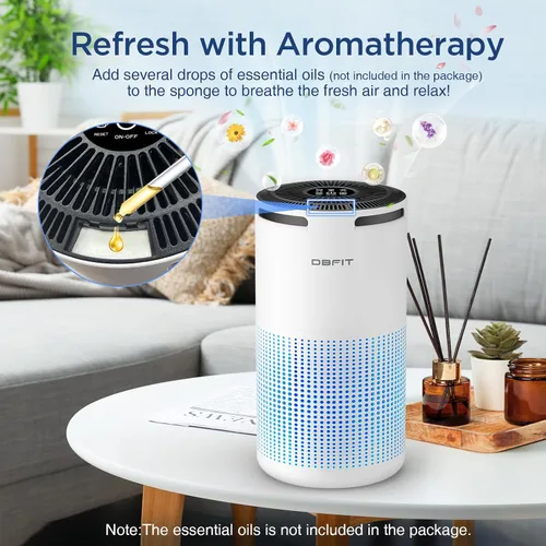 Vista 4 de Purificadores de aire para el hogar, habitación grande de hasta 1500 pies cuadrados con aromaterapia, purificador de aire HEPA DBFIT H13, limpiador