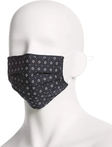 Vista 4 de Perry Ellis - Cubrebocas estándar de tela plisada, reutilizables (paquete de 3, estampados y colores surtidos)