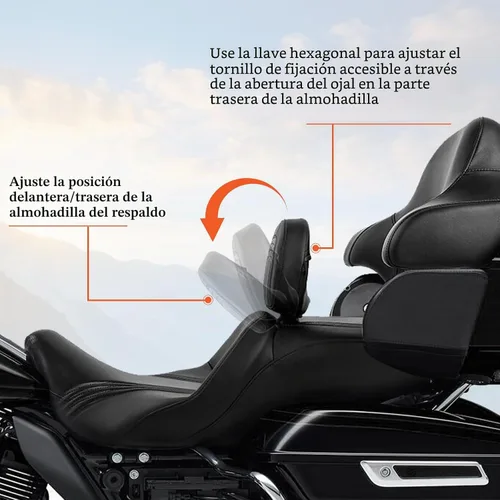 Vista 3 de FOVPLUE Respaldo Ajustable para Pasajero, Almohadilla Desmontable para Respaldo del Conductor Enchufable con Kit de Montaje para Harley Touring