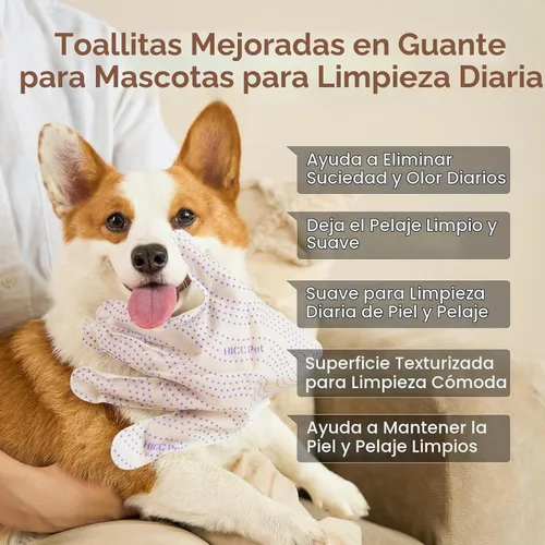 Vista 7 de HICC PET - Toallitas de limpieza para guantes profesionales para perros y gatos, 6 unidades sin perfume.