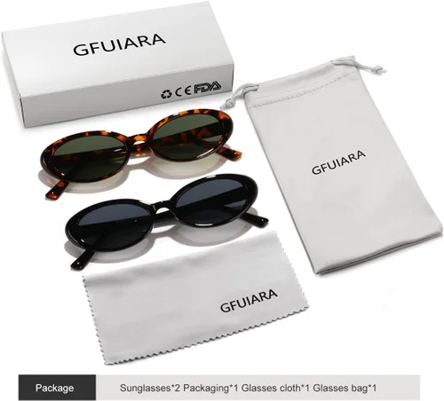 Vista 6 de Lentes de sol ovalados para mujeres y hombres, a la moda, pequeños de los años 90, UV400
