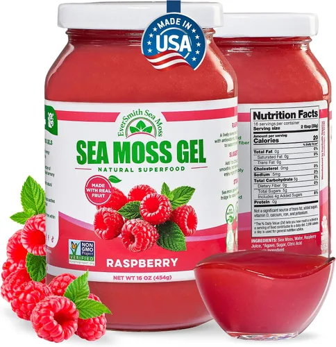 Vista 13 de Gel orgánico de musgo de mar (8 sabores) – 16 onzas – fruta real – musgo de mar silvestre