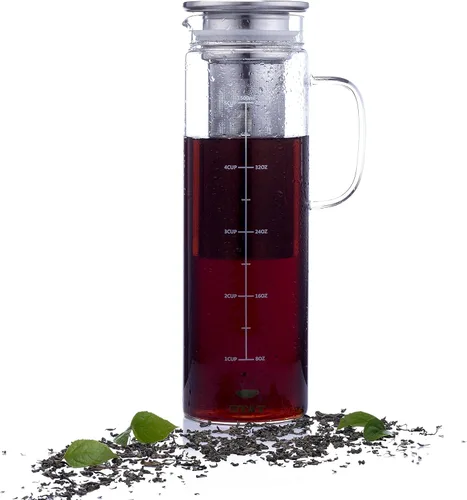 Vista 8 de BTAT - Cafetera fría de 1.5 cuartos de galón, cafetera helada de 48 onzas, cafetera helada, jarra hermética de preparación fría, accesorios de café