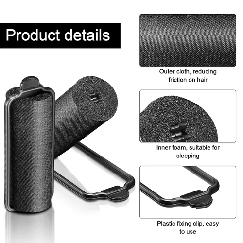 Vista 3 de Syhood 18 rodillos de satén para cabello negro, rodillos de esponja de espuma, rizadores de pelo envueltos en satén negro para peinado de peluquería
