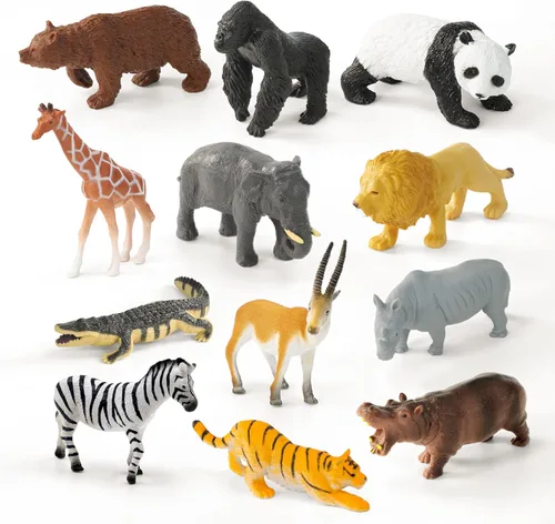 Vista 11 de RECUR Figuras de animales de gatos y perros, figura en miniatura para tartas, 100% pintada a mano, mini figura de mascotas para niños, 12