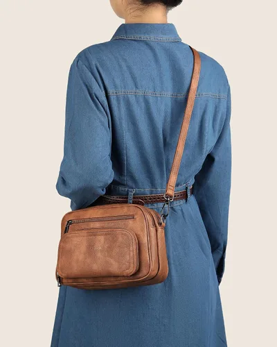 Vista 2 de FADEON Bolsos cruzados para mujer y mochila para laptop Colección Marrón