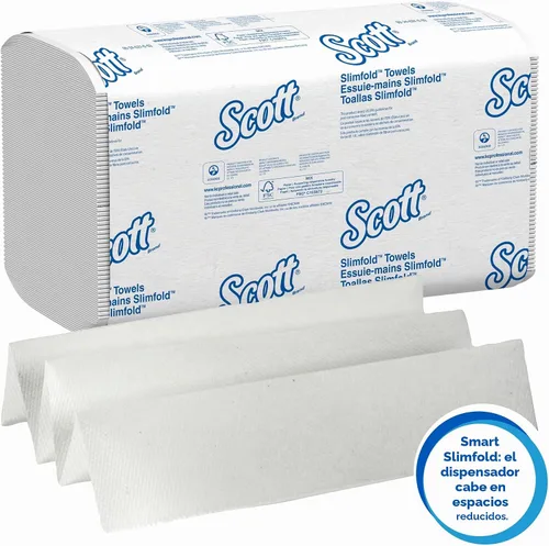Vista 4 de Scott Professional Pro Slimfold - Toallas de papel plegadas, a granel (04442), bolsillos de absorción, color blanco, para dispensadores
