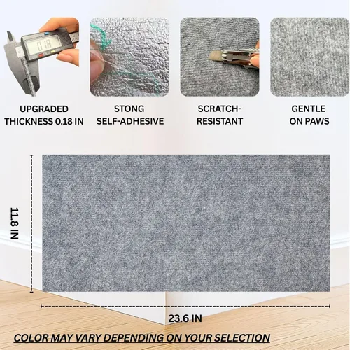Vista 2 de Tapete rascador para gatos (paquete de 3), rascador de pared de gato de 23.6 x 11.8 pulgadas, versátil autoadhesivo, reemplazo fácil de usar