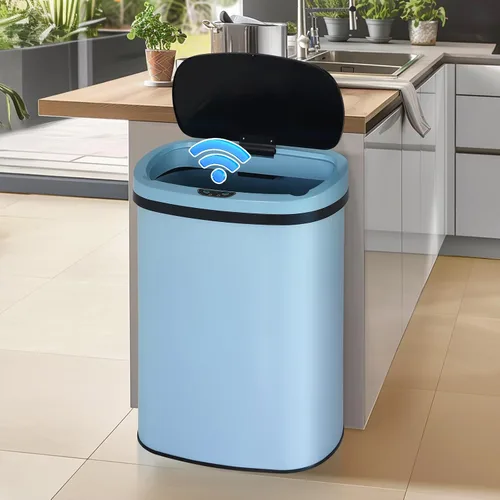 Vista 12 de Dkeli Cubo de basura automático de 13 galones con sensor de movimiento sin tacto, basurero de cocina de acero inoxidable con tapa, basurero de alta