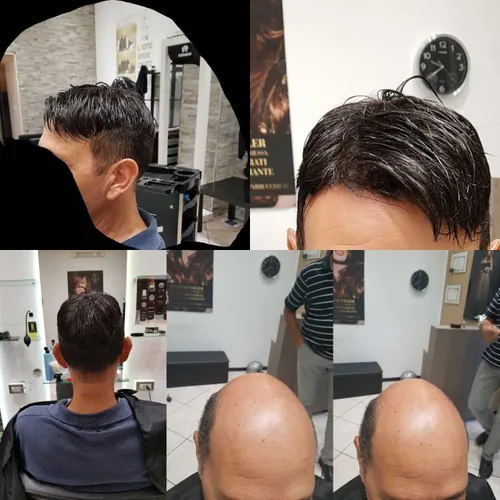 Vista 3 de Toupee negro para hombres sistema de cabello humano 1B PU piel postizos inyección (9 * 7 pulgadas)