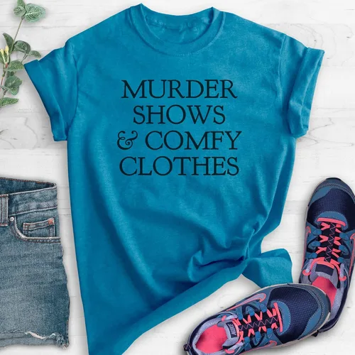 Vista 2 de Camisa de ropa de asesinato y cómoda unisex para mujer para hombre camisa de crimen verdadero adicto al crimen amante del verdadero crimen