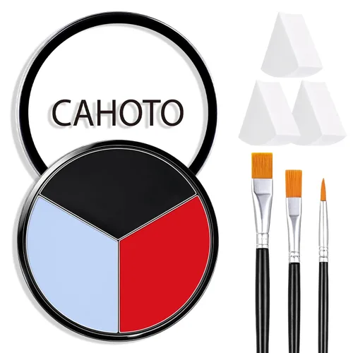 Vista 18 de Negro Blanco Gris 3 Colores Cara Cuerpo Pintura Con Esponja Y
