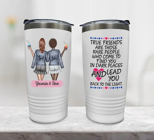 Vista 2 de Vaso de acero inoxidable personalizado con tapa (20 onzas)