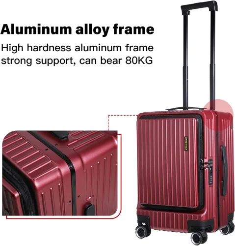 Vista 5 de S Unite Star 20 Inch Carry On Luggage with Front Laptop Pocket, Lightweight Hardshell ABS+PC+Aluminum Frame Suitcase with TSA Lock, 360 Spinner
