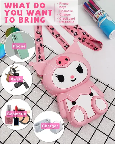 Vista 2 de CZZLYJ My Melody - Bolso cruzado de hombro con diseño de caricaturas Kuromi de anime lindo bolso de hombro