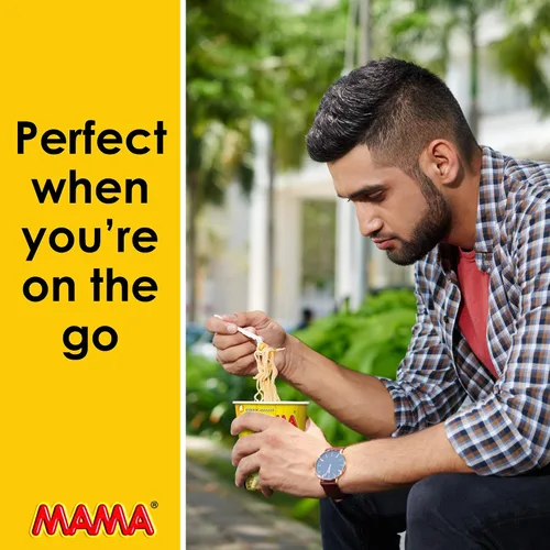Vista 4 de MAMA Noodles Chicken Instant Cup of Noodles with Delicious Thai Flavors, Hot And Spicy Noodles with Chicken Soup Base, No Trans Fat with Fewer