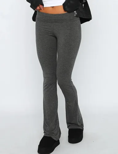 Vista 2 de Luckinbaby Pantalones ajustados acampanados para mujer, leggings plegables, elásticos, corte de bota, pantalones de yoga Y2K