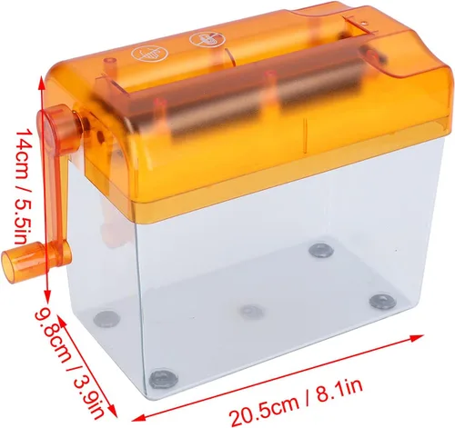 Vista 4 de Papel de mano manual, papel de manivela, capacidad de 1 litro de corte recto, mini herramienta de corte de papel de documentos manuales (naranja)
