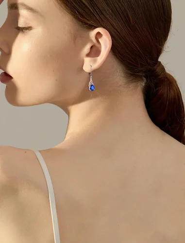 Vista 2 de Vesitim Womens Teardrop Dangle Earrings-Birthstone Gemstones Earrings 925 Sterling Silver Infinity Drop Earrings Jewelry Gift for