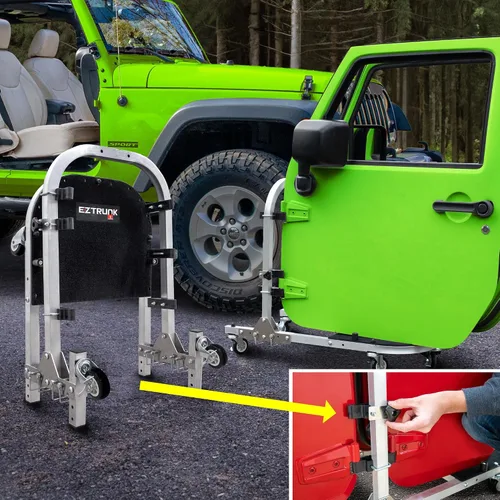 Vista 2 de EZ4X4 - Carrito de almacenamiento con ruedas plateadas de 2 puertas para TJ JK JL patentado