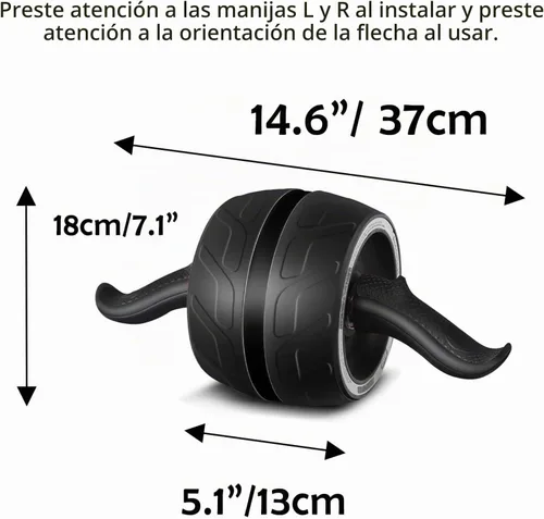Vista 2 de AB Wheel Roller with Resistance Spring, Automatic Rebound Core Trainer Negro
