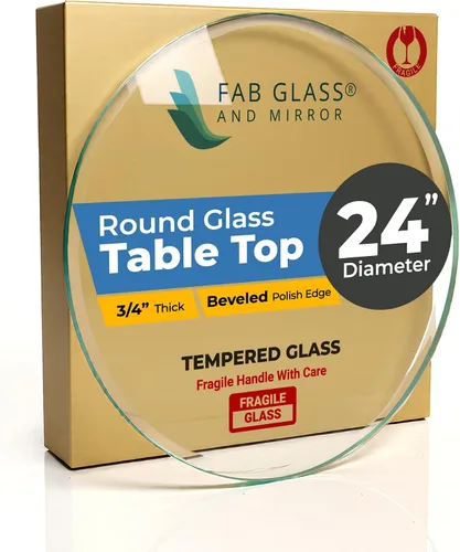 Vista 103 de Fab Glass - Mesa redonda de cristal de 48 in, grosor de 3/4 in, cristal pulido plano templado, Vidrio, Transparente