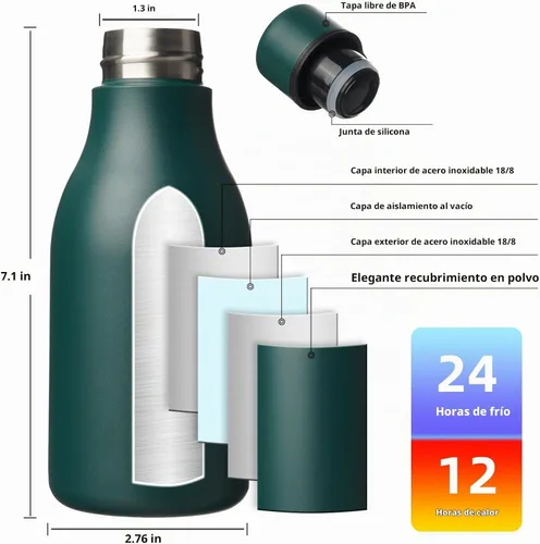 Vista 3 de BJPKPK Botellas de agua aisladas, botella de agua de metal de acero inoxidable de 12 onzas con correa, sin BPA a prueba de fugas, jarras, tazas