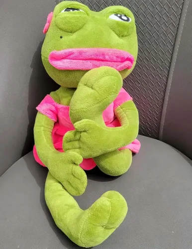 Vista 3 de Juguete de peluche de rana mágica y emotiva muñeca meme de rana, cristal de 17.7 pulgadas, ultra suave, lindo regalo para el hogar, juguete