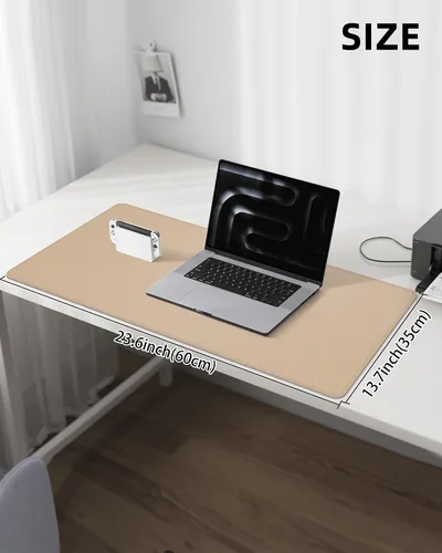 Vista 5 de Tapete protector para escritorio y mouse, antideslizante, de piel sintética, tapete impermeable de escritura para laptop, para oficina y hogar