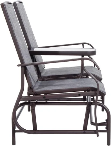 Vista 6 de Nishore Silla de doble planeador para patio de tela de malla al aire libre para 2 personas con mesa central