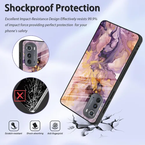 Vista 157 de Funda para Motorola Moto Edge 2022, cubierta trasera de vidrio templado con protector de pantalla, funda protectora a prueba de golpes para Motorola
