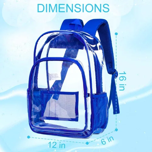 Vista 4 de AGSDON Mochila transparente, resistente bolsa transparente para libros, mochilas de PVC transparente para mujeres y hombres