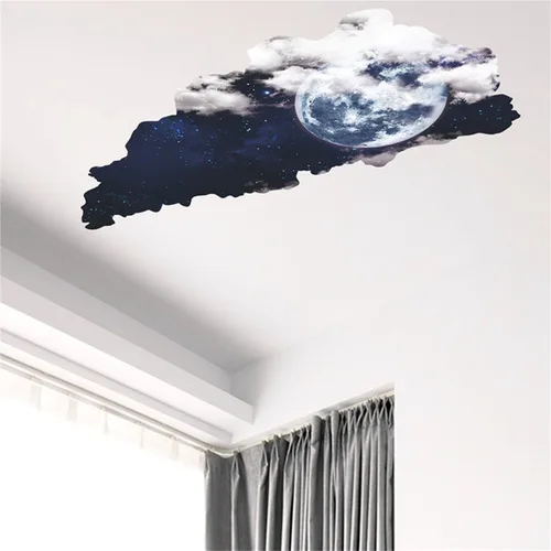 Vista 6 de Adhesivo de pared de cielo estrellado de universo 3D, decoración de techo cósmico azul, decoración creativa de pared de cielo estrellado