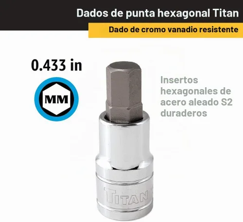 Vista 2 de Llave allen 15611 de 0,43 pulgadas para encaje de 1/2 pulgadas de Titan Tools.