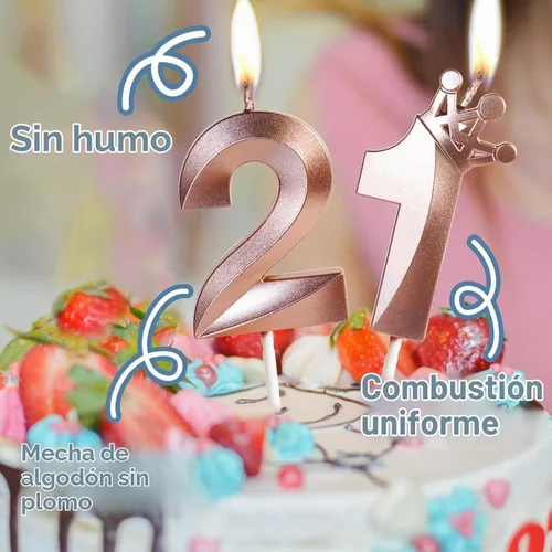 Vista 3 de Velas de cumpleaños número 10 para pastel, velas de oro rosa número 10 con corona, diseño 3D, decoración de pastel de cumpleaños para niñas