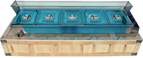 Vista 3 de INTSUPERMAI Calentador de alimentos comercial GN 1/2 sartenes, encimera Bain Marie, calentador de sopa de alimentos, comedor, calentador de vapor