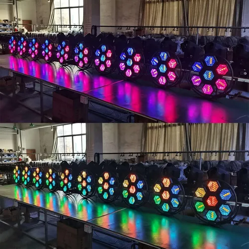 Vista 6 de JUNMAN Juego de luces LED de 7 cabezas con efecto de fondo retro para DJ, discoteca, iluminación de escenario 1 pieza Luces de escenario de luz