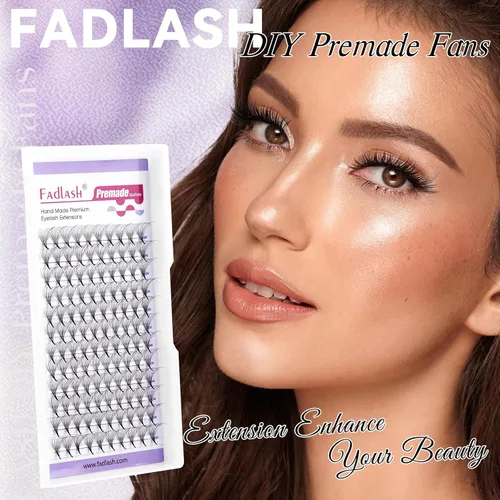 Vista 77 de FADLASH Extensiones de pestañas postizas en abanico con base puntiaguda 10D, extensiones de pestañas postizas de tallo medio, extensiones