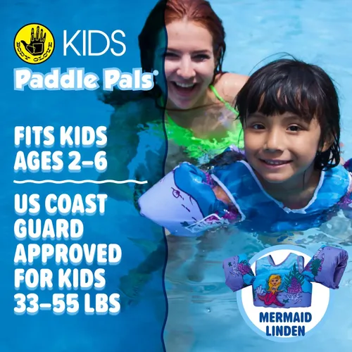 Vista 3 de Body Glove Paddle Pals Learn to Swim Life Vest, One Size 33-55 LBS