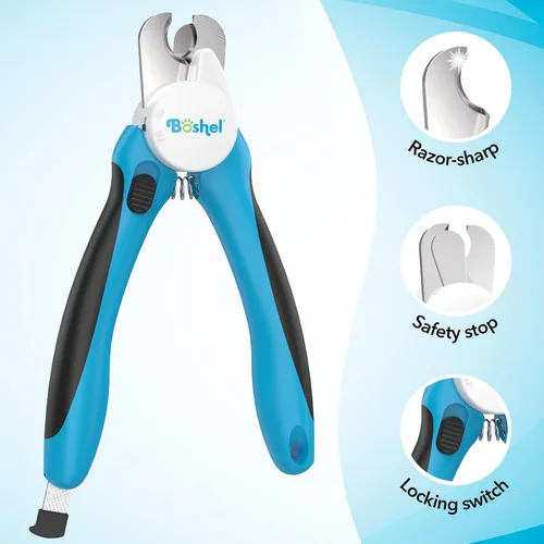 Vista 7 de Boshel Cortaúñas LED para perros grandes con sensor rápido, luz y protector de seguridad, cortador de uñas afilado y lima de mascotas