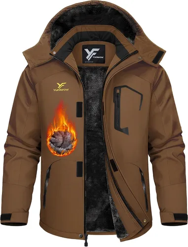 Vista 9 de Chaqueta de invierno para hombre, abrigo de trabajo, cortavientos impermeable, softshell pesado, térmica aislante, resistente al calor, para esquí