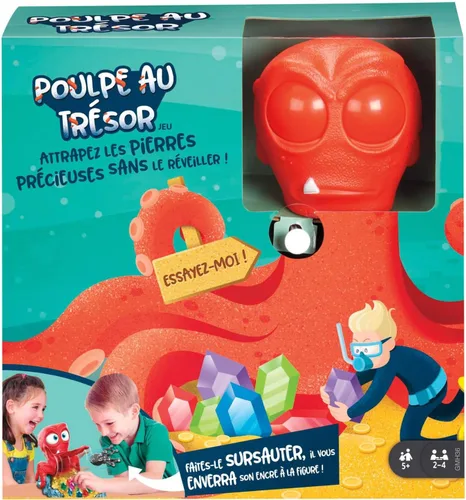 Vista 3 de Mattel Games Inky's Fortune - Juego para niños con pulpo, gemas y mancha de tinta, regalo para niños de 5 años en adelante