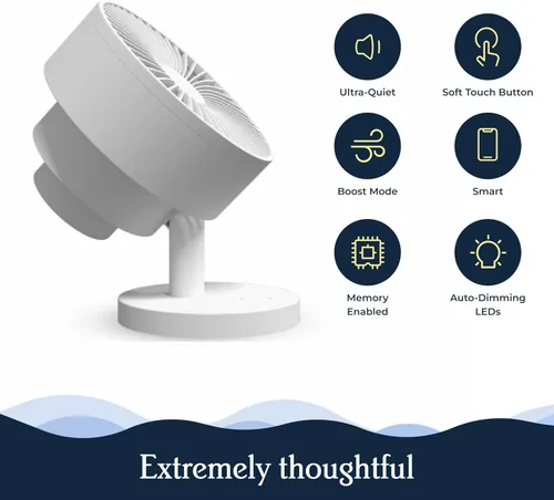 Vista 5 de Windmill Ventilador inteligente - Circulador de aire 2 en 1 ultra silencioso con control remoto - Ventilador de refrigeración compacto de 5 Blanco
