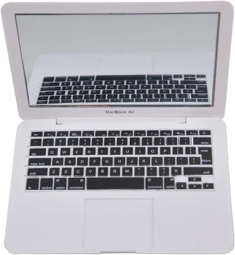 Vista 2 de ebuddy Mini casa de muñecas de juguete gato portátil pequeño espejo de computadora falso para gato (blanco)